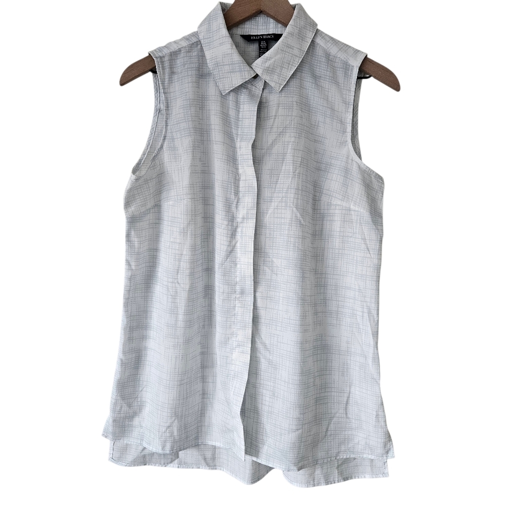 Ellen Tracy Sleeveless Button Down Collared Blouse - image 1